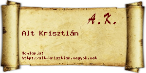 Alt Krisztián névjegykártya