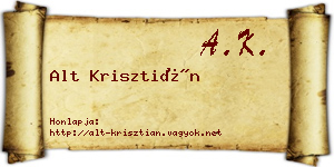 Alt Krisztián névjegykártya